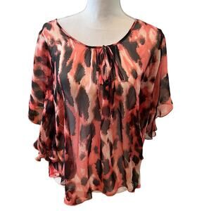 Karen Kane Silk Chiffon Animal Print Kaftan Top S